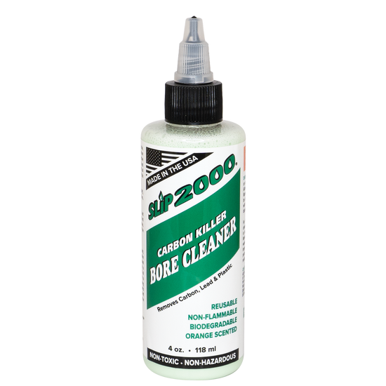 small clear 4oz bottle of green Slip 2000 Carbon Killer with a white and green label