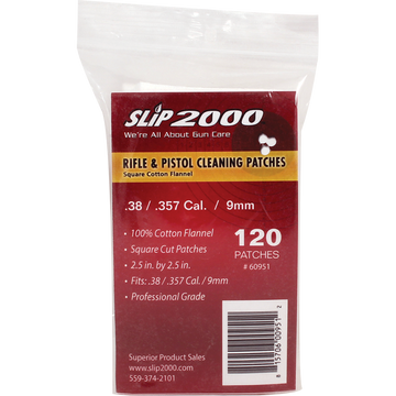 2.5" Square Cleaning Patches - .38 / .357 Cal / 9mm