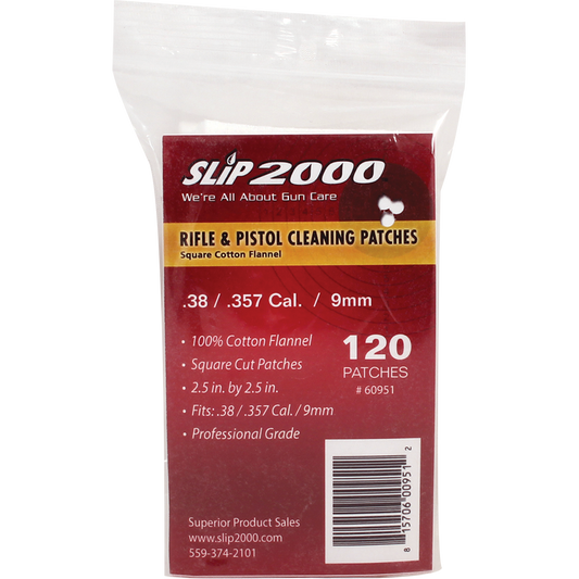 2.5" Square Cleaning Patches - .38 / .357 Cal / 9mm