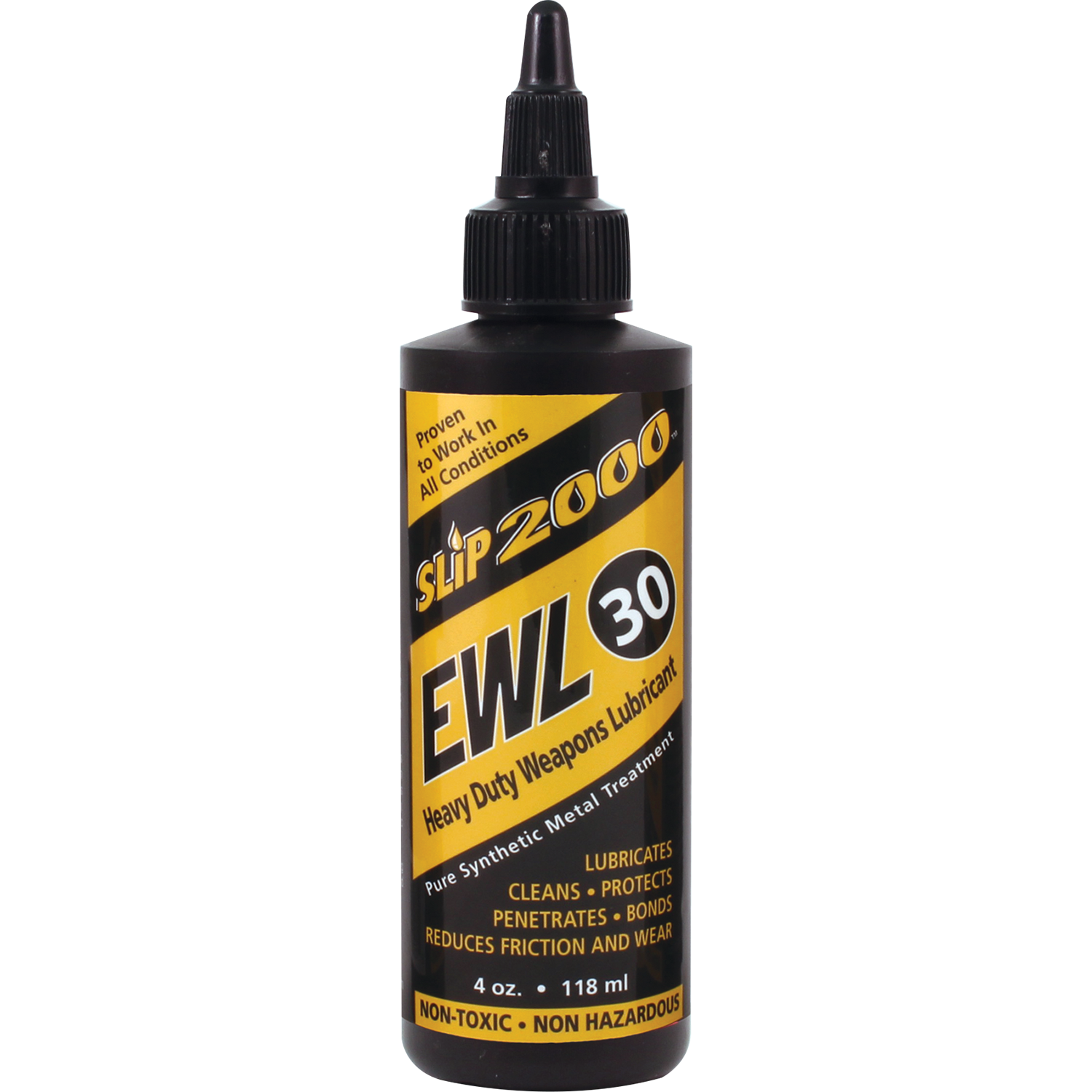 4oz Bottle of Slip 2000 EWL30 with a black and yellow label and a black twist open cap.