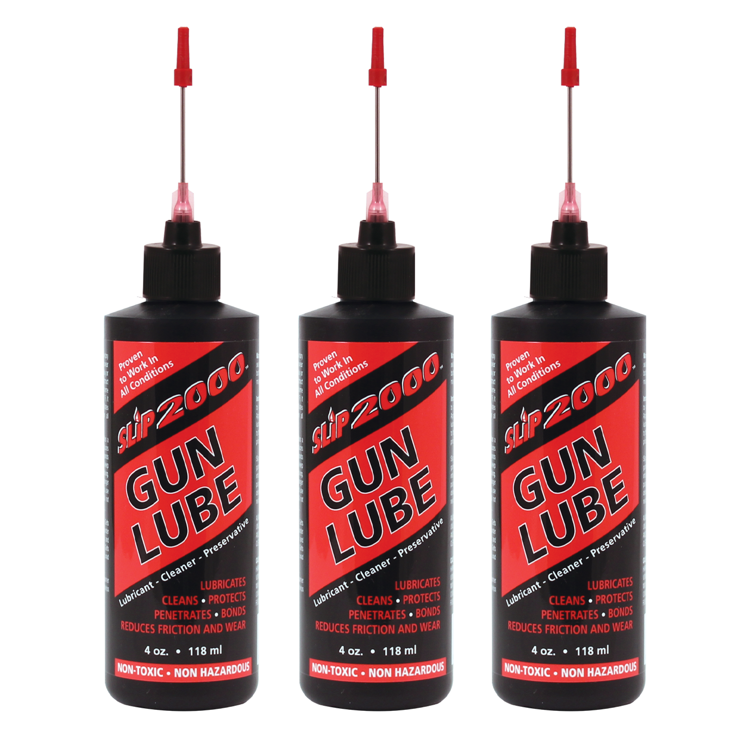 4oz. Empty Gun Lube Bottles with Metal Needle Tips - 3 Pack
