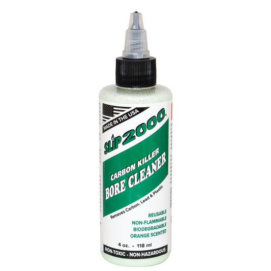 small clear 4oz bottle of green Slip 2000 Carbon Killer with a white and green label